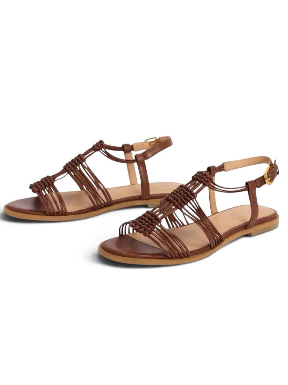 Boden Multi Strap Knot Sandals, Flats, Brown, Leather, Versatile, EU 39, US 8.5